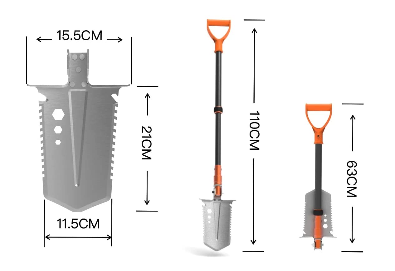 Medidas de la pala plegable QUEST SPADE